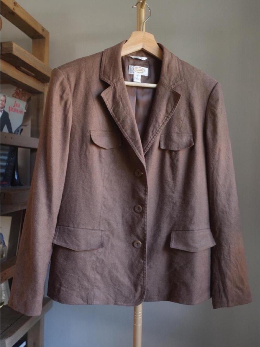 Vintage 90’s Talbots Petite Chocolate Brown Italian Linen + Silk Blazer